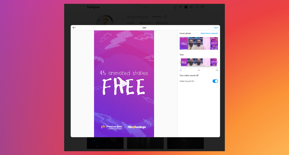 You Can Finally Upload Content to Instagram from a Computer - Cover photo and Trim