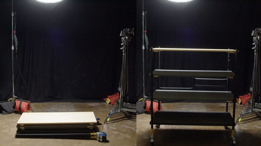 DIY Collapsible Filmmaking Camera Cart and Editing Station for Cheap - Collapsed and Built